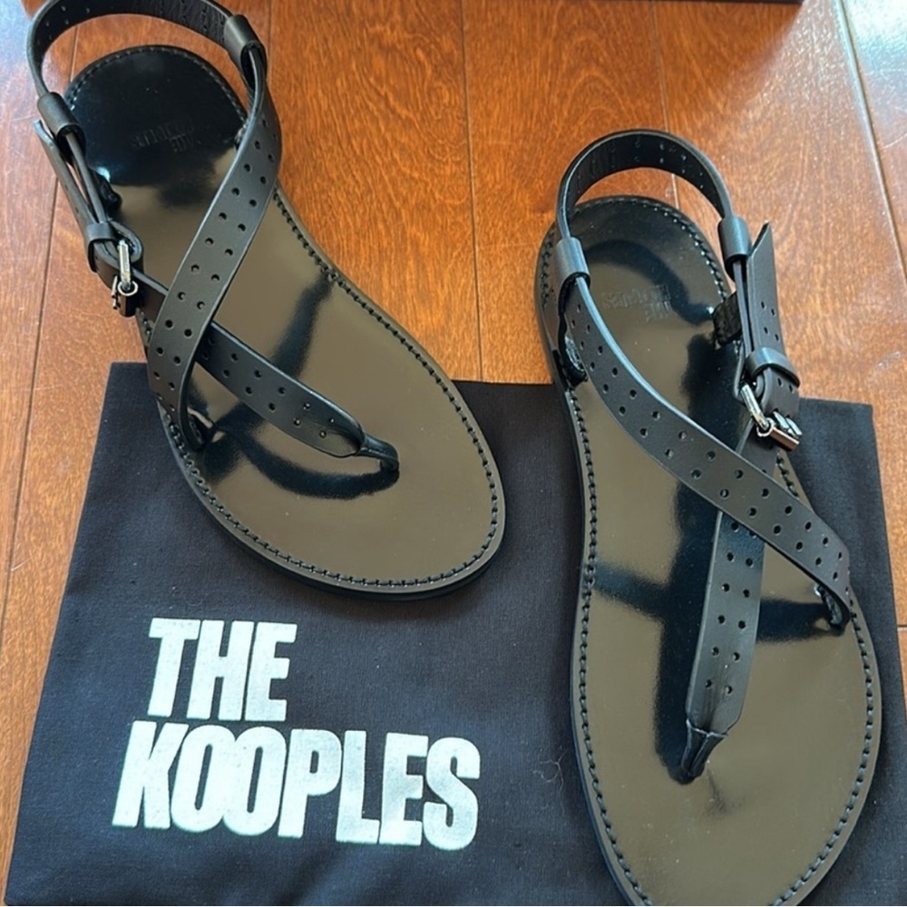 The Kooples Black Strappy Leather Sandals